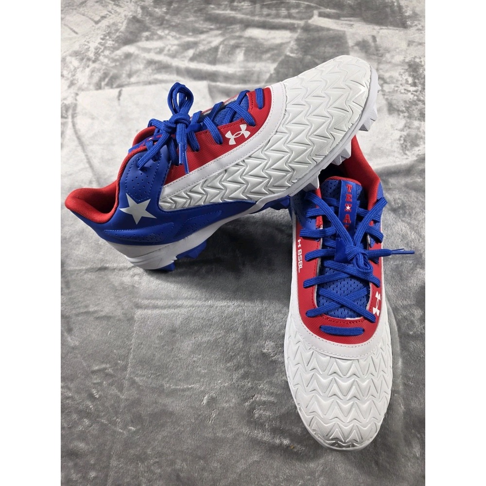 Under Armour Mens Leadoff Low RM Red/White/Blue Texas Baseball Cleats Sz‎ 12 NIB